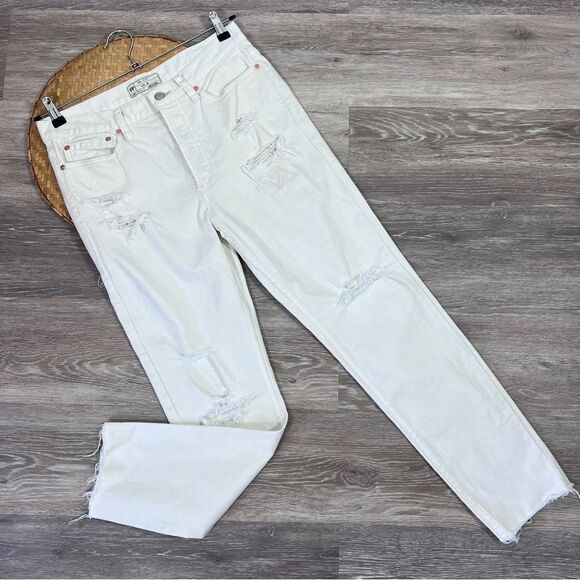 Free people Lacey stilt cream distressed jeans ankle - Picture 2 of 9